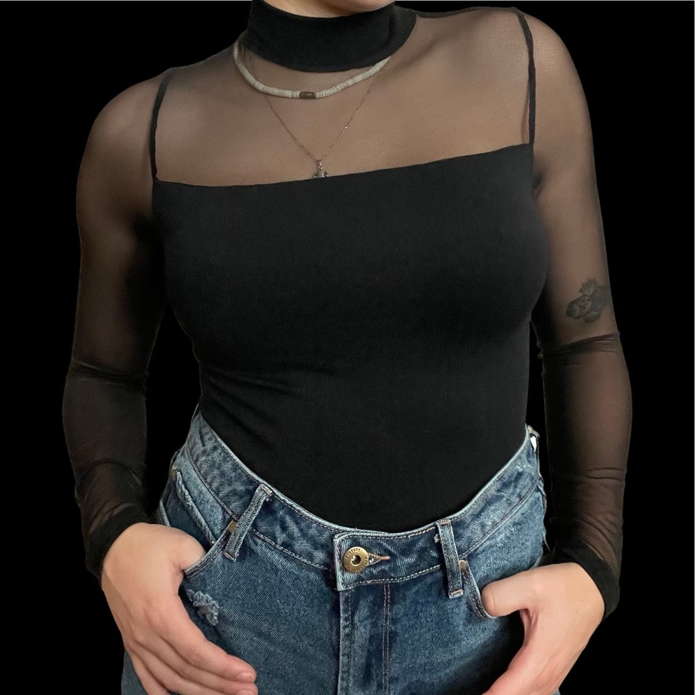 black mesh bodysuit